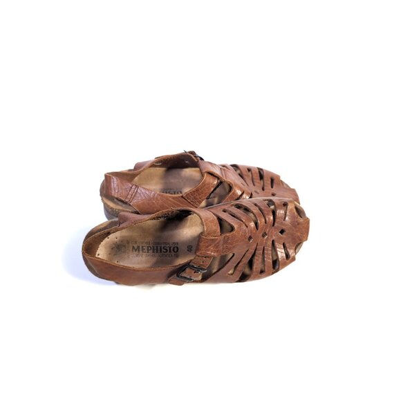MEPHISTO 40 Mens Sandals Tan Leather MADE IN FRANCE *SOLID Size 6 - Picture 4 of 10